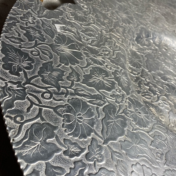Hand Hammered Floral Serving Tray - Floral-PRICE IS FIRM - Picture 13 of 14